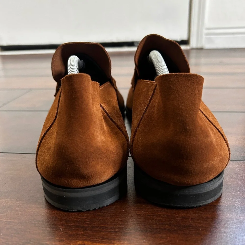 NWOB Wolf & Shepherd Men's Monaco‎ Soft Suede Loafer Collapsible Heel Brown 11.5